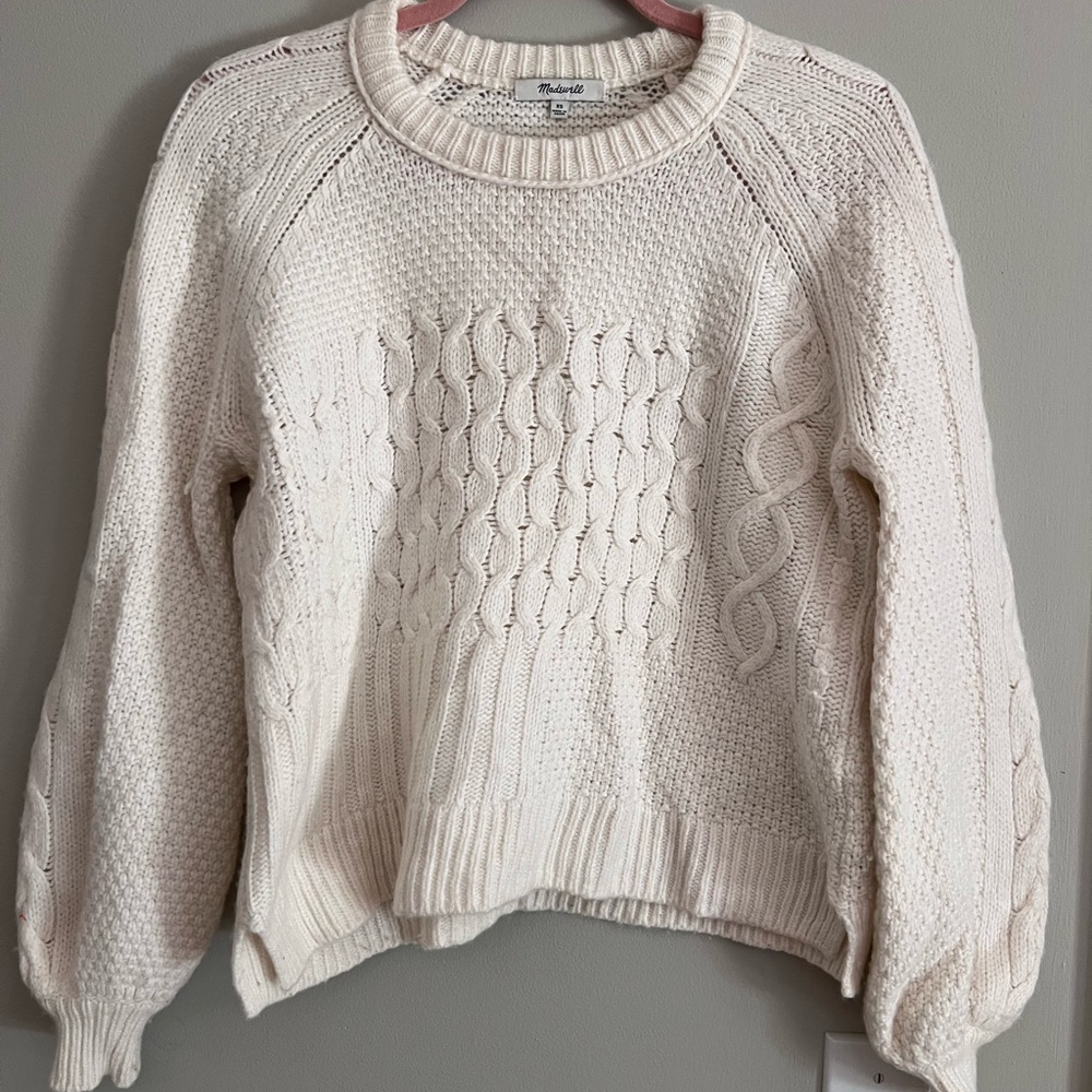 Madewell Textured Knit Cream Sweater